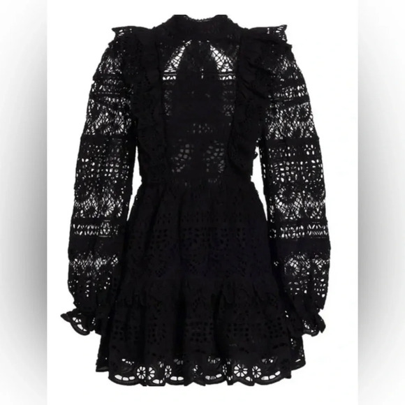 NWT Sea New York Patrizia Lace Open Back Mini Dress in Black Size 2 - Picture 6 of 9
